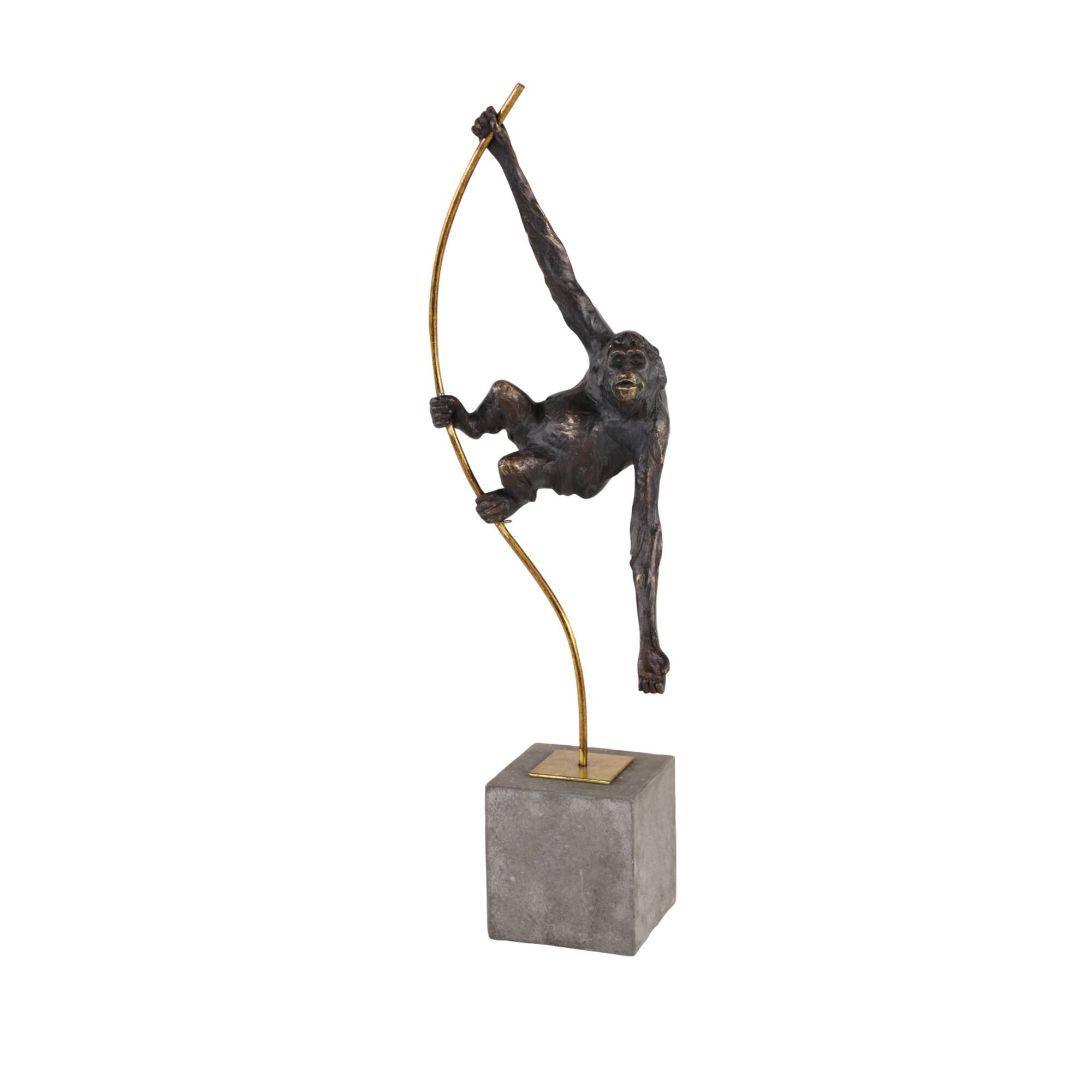 Black Resin Modern Sculpture, Monkey 23" x 7" x 5"